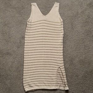 Floris Swim Coverup Dress Size Medium Crochet Cream & Gold Resortwear Beach